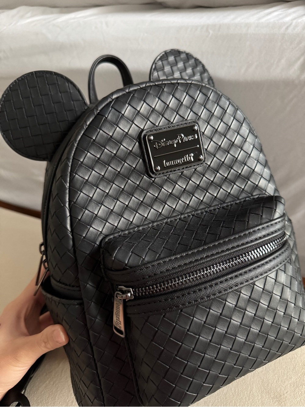 Disney Black Woven Mini Backpack with Ear Silhouette - Picture 3 of 12